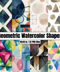 Geometric Watercolor Shapes - Digital Paper Clip Art