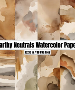 Earthy Neutrals Watercolor Paper - Digital Paper Clip Art