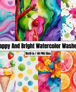 Happy And Bright Watercolor Washes - Digital Paper Clip Art
