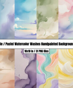 Pale / Pastel Watercolor Washes Handpainted Backgrounds - Digital Paper Clip Art