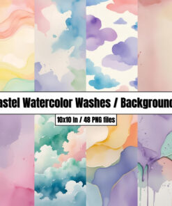 Pastel Watercolor Washes - Digital Paper Clip Art