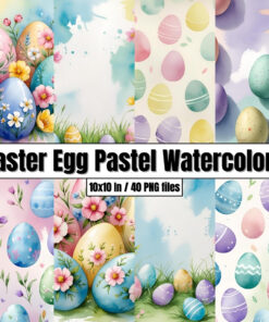 Easter Egg Pastel Watercolors – Digital Paper Clip Art