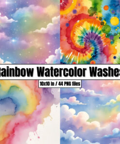 Rainbow Watercolor Washes - Digital Paper Clip Art