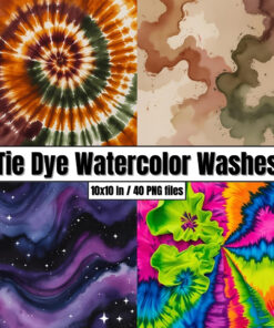 Tie Dye Watercolor Washes - Digital Paper Clip Art
