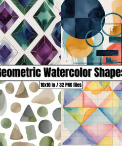 Geometric Watercolor Shapes - Digital Paper Clip Art