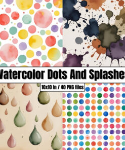 Watercolor Dots And Splashes - Digital Paper Clip Art