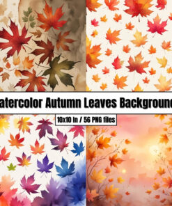 Watercolor Autumn Leaves Backgrounds – Digital Paper Clip Art