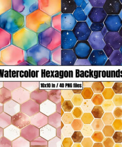 Watercolor Hexagon Backgrounds - Digital Paper Clip Art