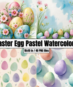Easter Egg Pastel Watercolors – Digital Paper Clip Art