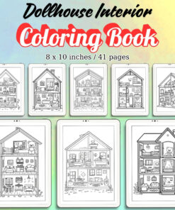 Dollhouse Interior Coloring Pages / Sheets of Dollhouse Interior {Coloring Book}