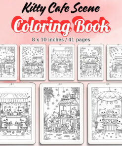 Kitty Cafe Scene Coloring Pages / Sheets of Kitty Cafe Scene {Coloring Book}