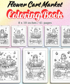Flower Cart Market Coloring Pages / Sheets of Flower Cart Market {Coloring Book}