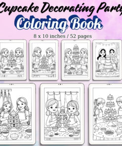 Cupcake Decorating Party Coloring Pages / Sheets of Cupcake Decorating Party {Coloring Book}