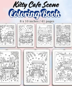 Kitty Cafe Scene Coloring Pages / Sheets of Kitty Cafe Scene {Coloring Book}