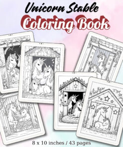 Unicorn Stable Coloring Pages / Sheets of Unicorn Stable {Coloring Book}