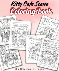 Kitty Cafe Scene Coloring Pages / Sheets of Kitty Cafe Scene {Coloring Book}