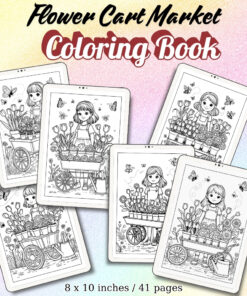 Flower Cart Market Coloring Pages / Sheets of Flower Cart Market {Coloring Book}