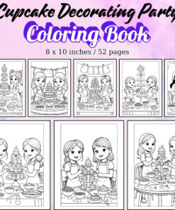 Cupcake Decorating Party Coloring Pages / Sheets of Cupcake Decorating Party {Coloring Book}