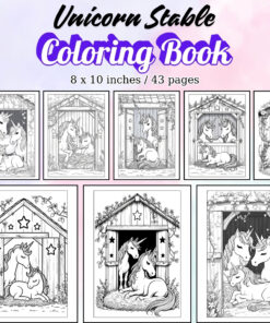 Unicorn Stable Coloring Pages / Sheets of Unicorn Stable {Coloring Book}