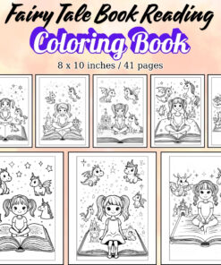 Fairy Tale Book Reading Coloring Pages / Sheets of Fairy Tale Book Reading {Coloring Book}