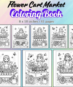 Flower Cart Market Coloring Pages / Sheets of Flower Cart Market {Coloring Book}