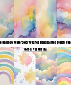 Pale Rainbow Watercolor Washes – Handpainted Digital Papers