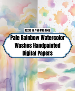 Pale Rainbow Watercolor Washes – Handpainted Digital Papers
