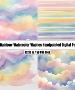 Pale Rainbow Watercolor Washes – Handpainted Digital Papers