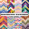Watercolor Rainbow Chevrons – Zig Zag Paint Backgrounds Digital Papers Clip Art