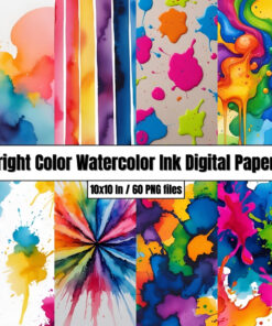 Bright Color Watercolor Ink Digital Papers – Digital Paper Clip Art