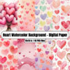 Heart Watercolor Background Templates – Digital Paper Valentines Day Clip Art