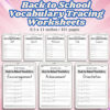 Back to School Vocabulary Tracing Worksheets