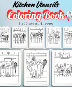 Kitchen Utensils Coloring Pages / Sheets of Kitchen Utensils {Coloring Book}