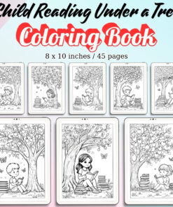 Child Reading Under a Tree Coloring Pages / Sheets of Child Reading Under a Tree {Coloring Book}