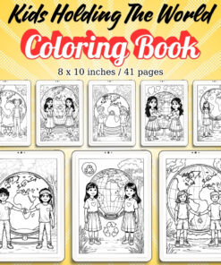 Kids Holding The World Coloring Pages / Sheets of Kids Holding The World {Coloring Book}