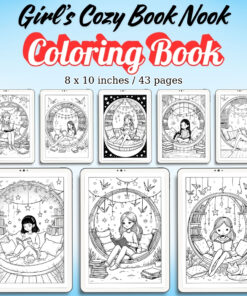 Girl’s Cozy Book Nook Coloring Pages / Sheets of Girl’s Cozy Book Nook {Coloring Book}
