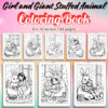 Girl and Giant Stuffed Animal Coloring Pages / Sheets of Girl and Giant Stuffed Animal {Coloring Book}