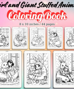 Girl and Giant Stuffed Animal Coloring Pages / Sheets of Girl and Giant Stuffed Animal {Coloring Book}