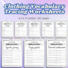 Clothing Vocabulary Tracing Worksheets