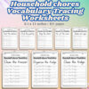 Household Chores Vocabulary Tracing Worksheets