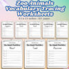 Zoo Animals Vocabulary Tracing Worksheets