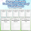 Ocean Animals Vocabulary Tracing Worksheets