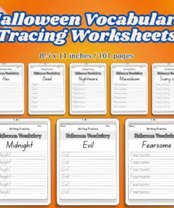 Halloween Vocabulary Tracing Worksheets