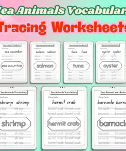 Sea Animals Vocabulary Tracing Worksheets