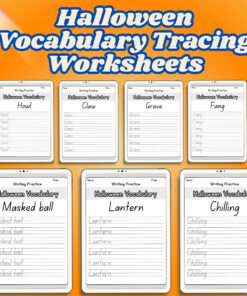 Halloween Vocabulary Tracing Worksheets