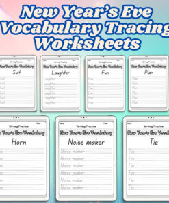 New Year’s Eve Vocabulary Tracing Worksheets