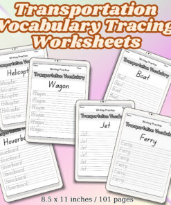 Transportation Vocabulary Tracing Worksheets