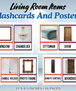 Living Room Items Vocabulary Flashcards and Posters