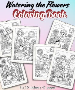 Watering the Flowers Coloring Pages / Sheets of Watering the Flowers {Coloring Book}