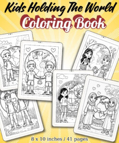 Kids Holding The World Coloring Pages / Sheets of Kids Holding The World {Coloring Book}